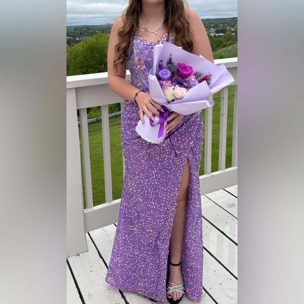 Elegant Lavender Sequin Dress - Picture 3 of 4